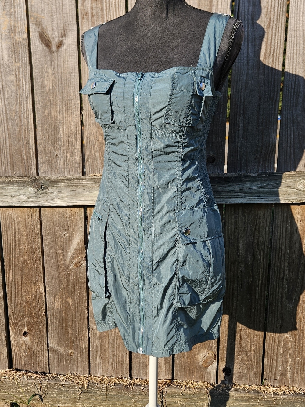 Urban Outfitters Teal Green Mini Dress with Front Zip NWT